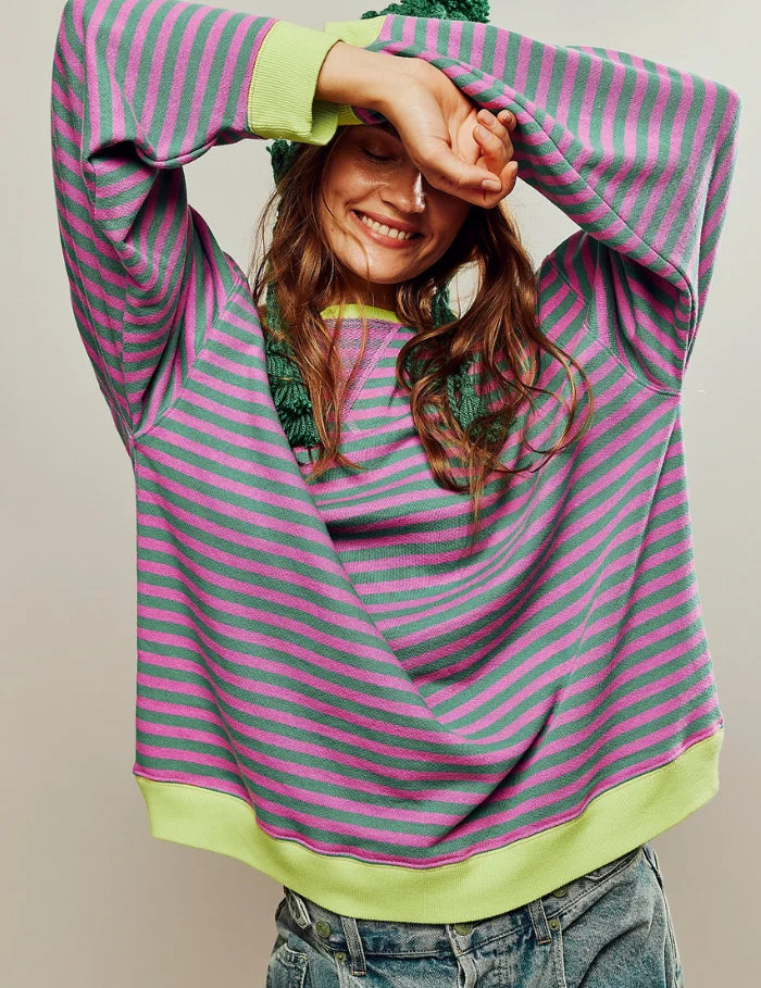 Amelia | Oversized Strickpullover mit Ringelstreifen 0