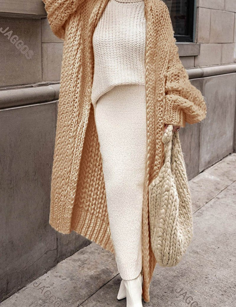 Damski Oversize Kardigan Longline z Grubej Dzianiny na Jesień i Zimę 5