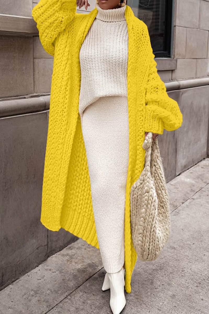 Damski Oversize Kardigan Longline z Grubej Dzianiny na Jesień i Zimę 7