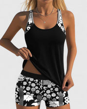 Damski Strój Kąpielowy Dwuczęściowy Tankini w Kwiatowy Wzór - Elegancki i Wygodny na Lato 4