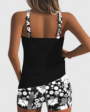 Damski Strój Kąpielowy Dwuczęściowy Tankini w Kwiatowy Wzór - Elegancki i Wygodny na Lato 5