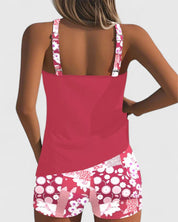 Damski Strój Kąpielowy Dwuczęściowy Tankini w Kwiatowy Wzór - Elegancki i Wygodny na Lato 9