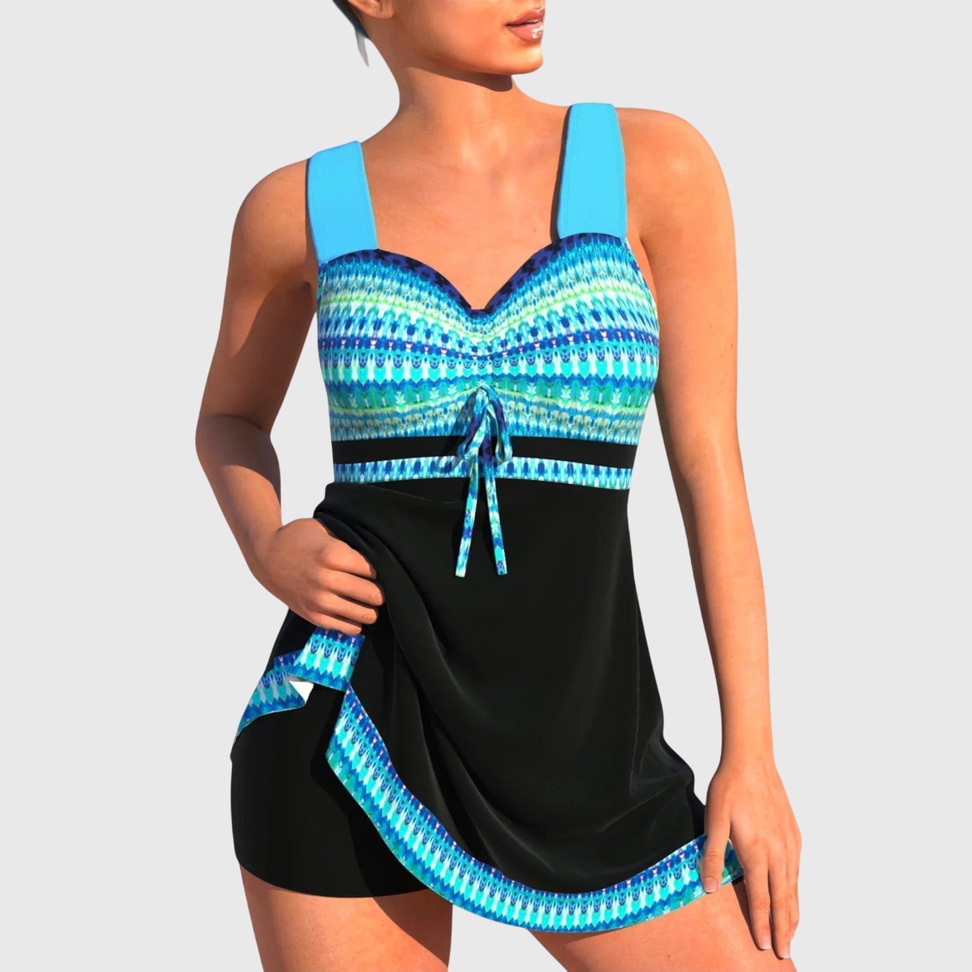 Damski Strój Kąpielowy Tankini Wzorzysty - Stylowy Kostium Kąpielowy na Lato, Idealny na Plażę i Basen 0