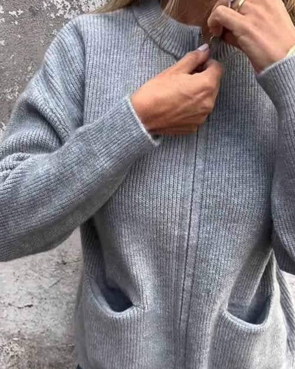 Damski dzianinowy kardigan z zamkiem i kieszeniami, luźny krój, casual i biurowy styl 3
