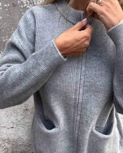 Damski dzianinowy kardigan z zamkiem i kieszeniami, luźny krój, casual i biurowy styl 3