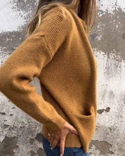 Damski dzianinowy kardigan z zamkiem i kieszeniami, luźny krój, casual i biurowy styl 5