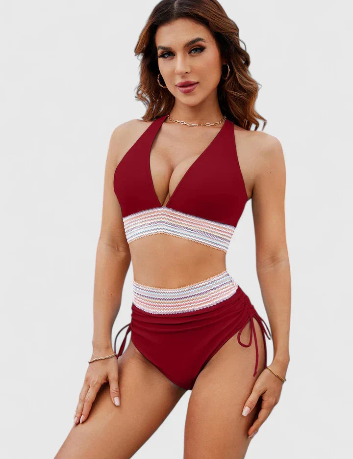 Damski kostium kąpielowy bikini z wysokim stanem - stylowy i wygodny na lato 2