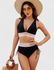 Damski kostium kąpielowy bikini z wysokim stanem - stylowy i wygodny na lato 3