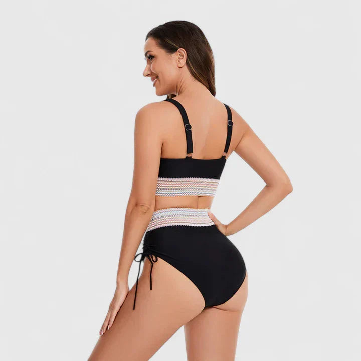Damski kostium kąpielowy bikini z wysokim stanem - stylowy i wygodny na lato 7