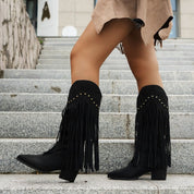 Damskie buty westernowe z frędzlami w stylu vintage 1