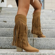 Damskie buty westernowe z frędzlami w stylu vintage 4