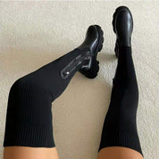 Damskie buty z grubą podeszwą i elastyczną dzianiną - komfort i styl 0