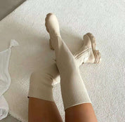 Damskie buty z grubą podeszwą i elastyczną dzianiną - komfort i styl 1