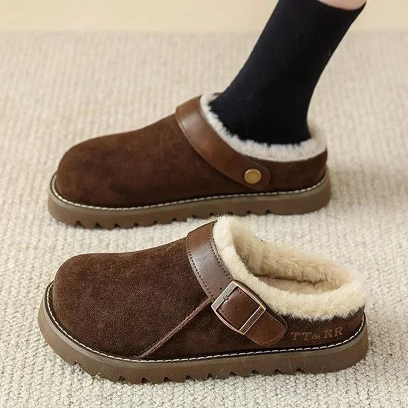 Damskie wsuwane buty zimowe z futrzaną wyściółką - wygodne i stylowe 0