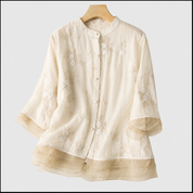 Elegancki top z haftowanymi kwiatami dla kobiet - Casual i stylowy