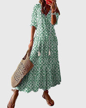Długa Letnia Sukienka Damska Boho Vintage - Elegancki Styl na Ciepłe Dni 1