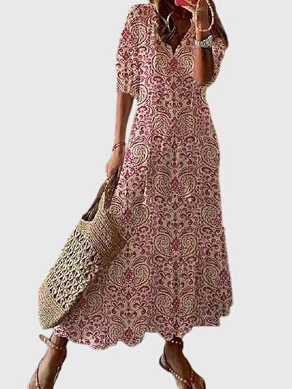 Długa Letnia Sukienka Damska Boho Vintage - Elegancki Styl na Ciepłe Dni 3