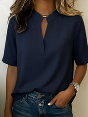 Elegancka Bluzka Damska Z Długim Rękawem I Wyrafinowanym Kołnierzykiem - Stylowe Bluzki Damskie Do Spodni 1