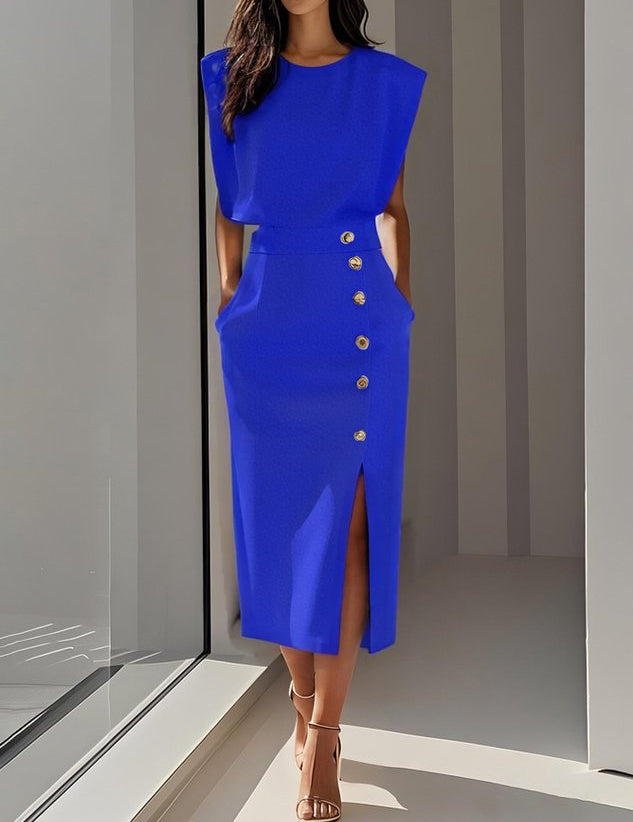 Elegancka Sukienka Midi z Rozcięciem - Stylowa Sukienka Koktajlowa na Lato 5