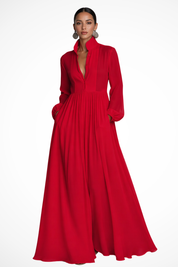 Elegancka sukienka maxi z długim rękawem na przyjęcie ogrodowe 3