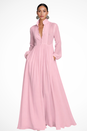 Elegancka sukienka maxi z długim rękawem na przyjęcie ogrodowe 4