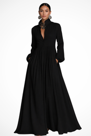 Elegancka sukienka maxi z długim rękawem na przyjęcie ogrodowe 7