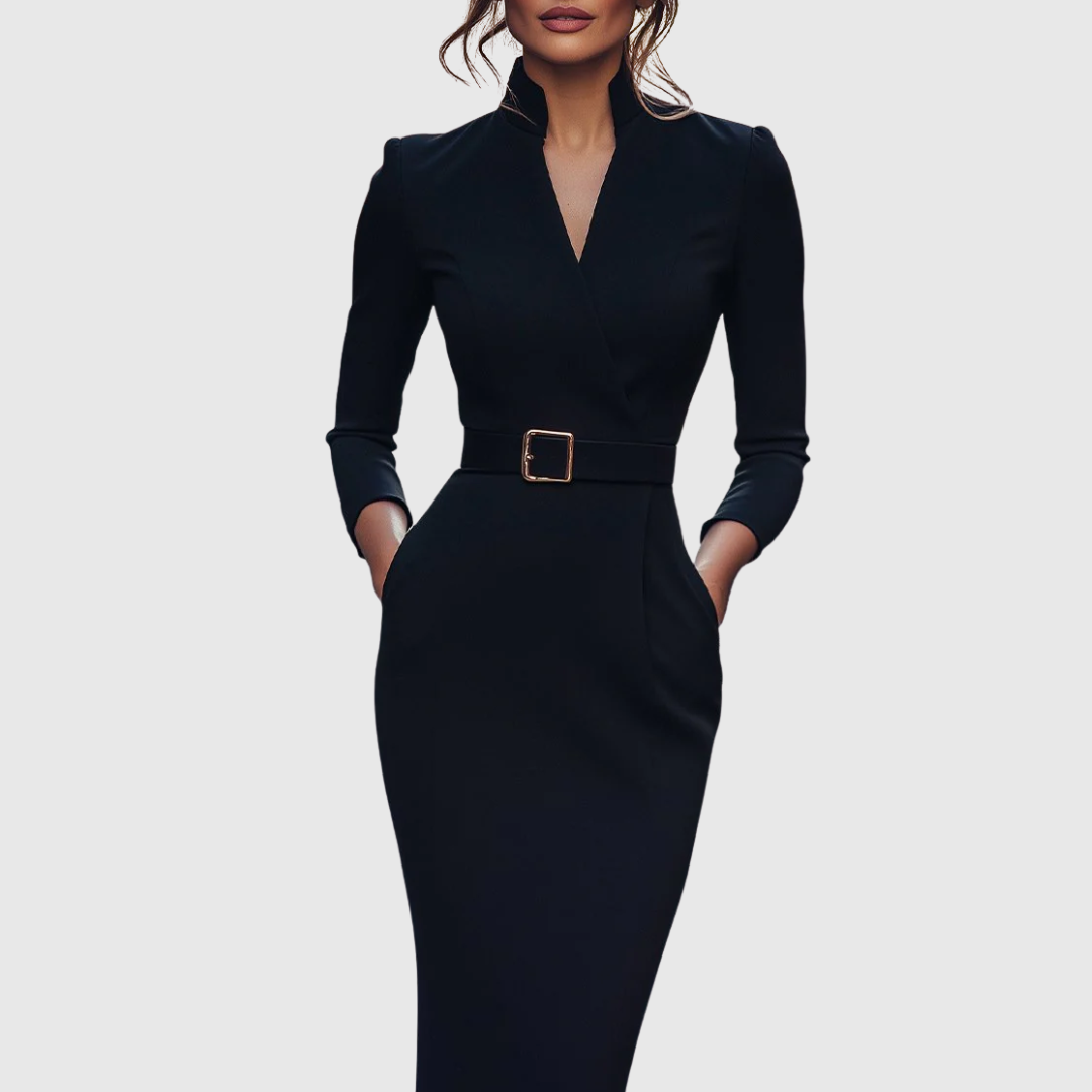 Elegancka sukienka midi z dekoltem kopertowym dla kobiet 1
