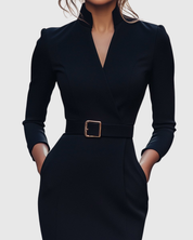 Elegancka sukienka midi z dekoltem kopertowym dla kobiet 2