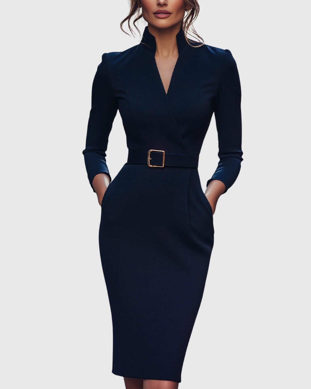 Elegancka sukienka midi z dekoltem kopertowym dla kobiet 7