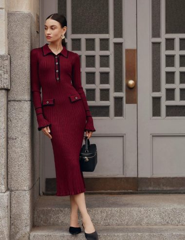Elegancka sukienka midi z guzikami dla kobiet - idealna na oficjalne okazje 3