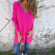 Elegancki Top Damski Oversize z Dekoltem w Kształcie V na Każdą Okazję - Topy Damskie Stylowe 4
