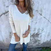 Elegancki Top Damski Oversize z Dekoltem w Kształcie V na Każdą Okazję - Topy Damskie Stylowe 5