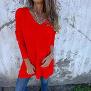 Elegancki Top Damski Oversize z Dekoltem w Kształcie V na Każdą Okazję - Topy Damskie Stylowe 6