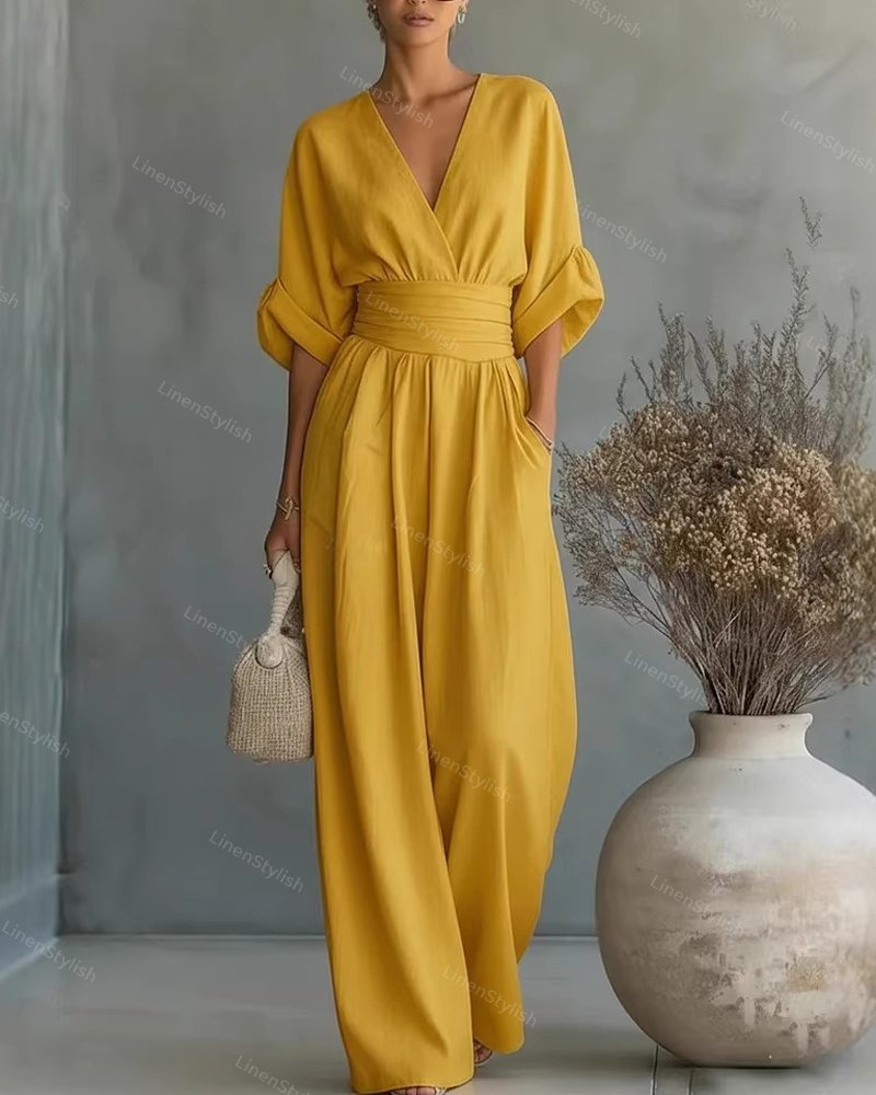 Elegancki damski kombinezon z dekoltem w kształcie litery V - nowoczesny styl 14