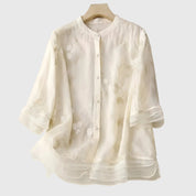 Elegancki top z haftowanymi kwiatami dla kobiet - Casual i stylowy 0