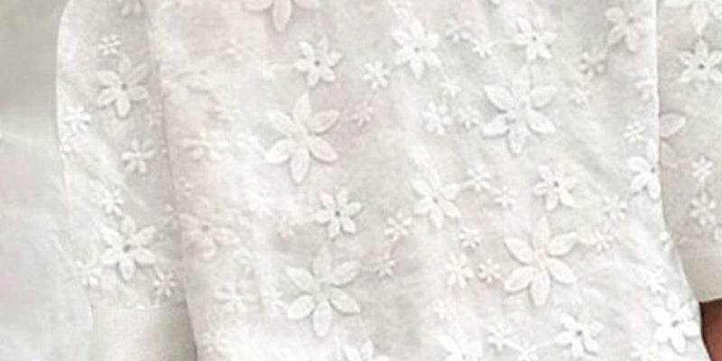 Elegancki top z kwiatowym haftem i stójką dla kobiet 0