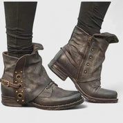 Eleganckie Botki Damskie Vintage z Klamrą na Wiosnę - Wygodne Buty Damskie do Codziennych Stylizacji 1