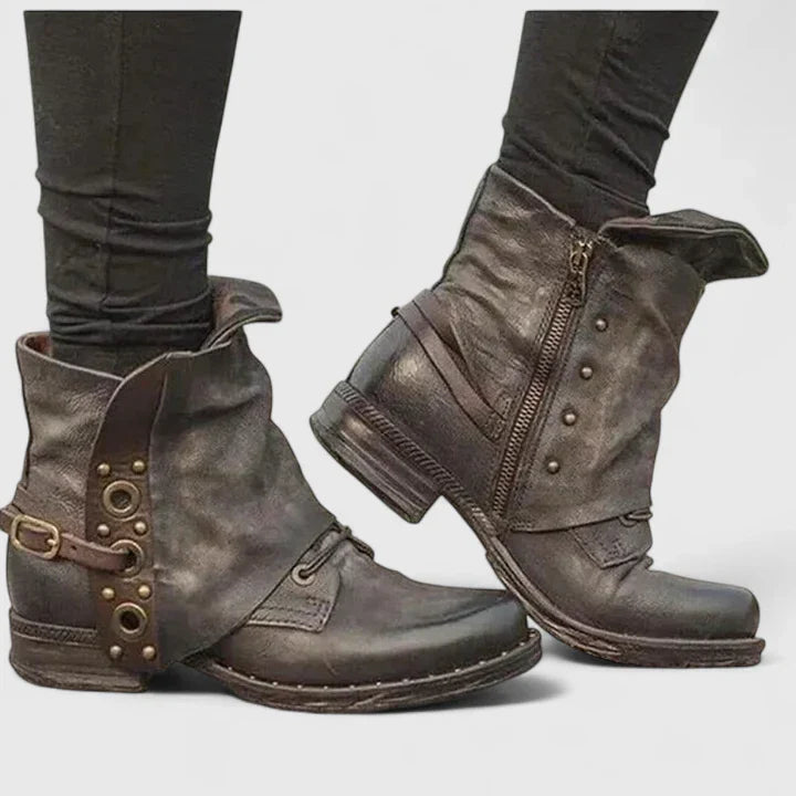 Eleganckie Botki Damskie Vintage z Klamrą na Wiosnę - Wygodne Buty Damskie do Codziennych Stylizacji 1