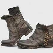 Eleganckie Botki Damskie Vintage z Klamrą na Wiosnę - Wygodne Buty Damskie do Codziennych Stylizacji 3