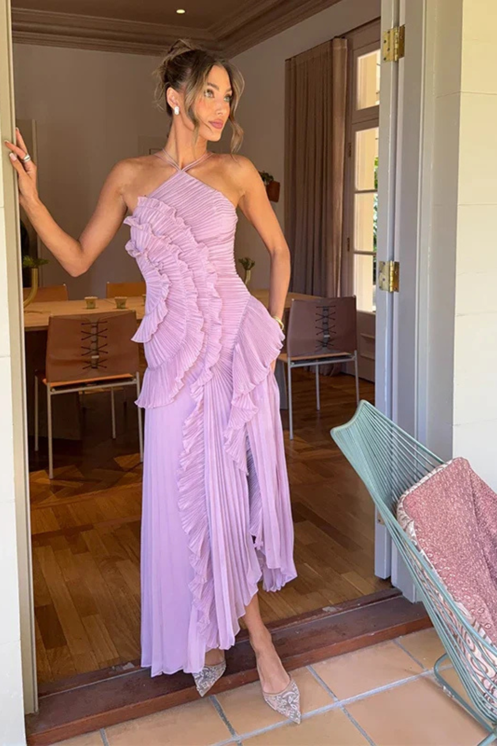 Letnia sukienka maxi dla kobiet, wiązana na szyi, bez rękawów, z odkrytymi plecami, elegancka i stylowa 4