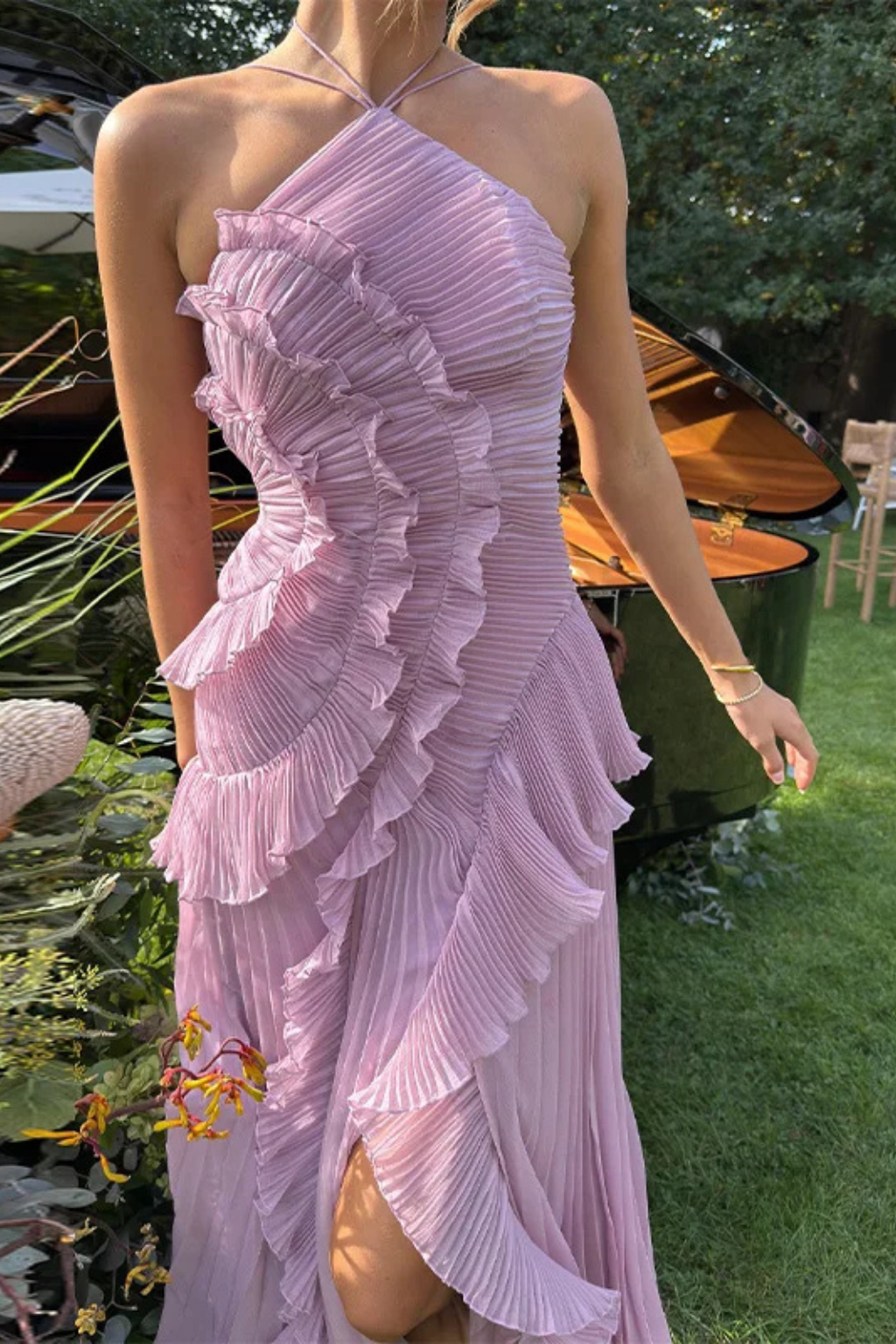Letnia sukienka maxi dla kobiet, wiązana na szyi, bez rękawów, z odkrytymi plecami, elegancka i stylowa 5