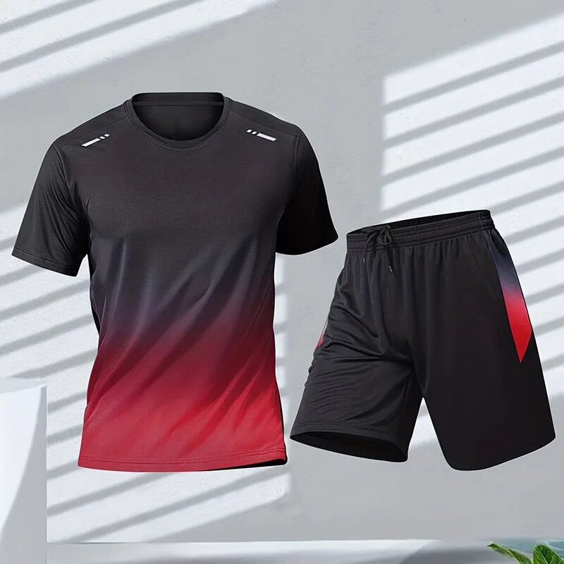 Męski Zestaw Odzieży Sportowej Z Elastycznym Pasem I Szybkoschnącym Materiałem - Styl I Wygoda Na Treningi 1