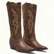 Nora | Damen Kniehohe Westernstiefel mit Spitzer Zehenpartie 1