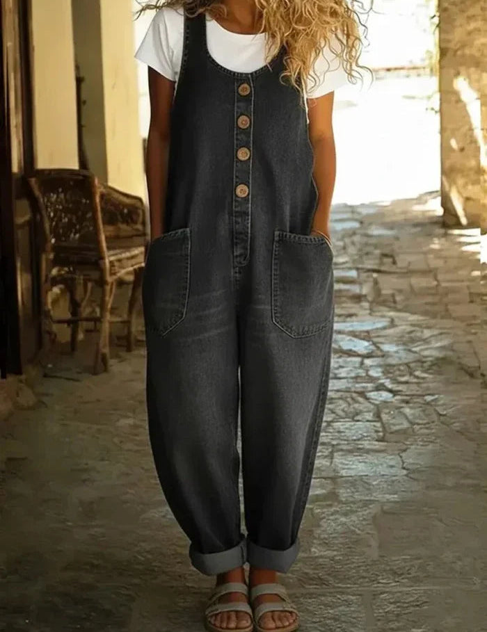 Ogrodniczki Damskie Jeansowe W Stylu Vintage - Wygodne Spodnie Ogrodniczki Damskie Idealne Na Co Dzień 2