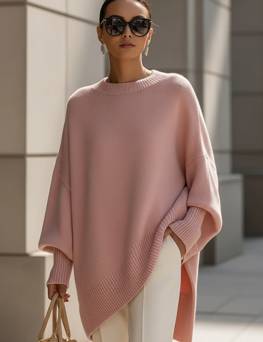 Oversize'owy sweter z asymetrycznym dołem dla kobiet 5