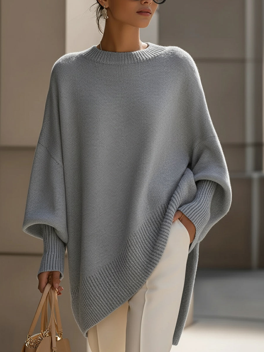 Oversize'owy sweter z asymetrycznym dołem dla kobiet 8