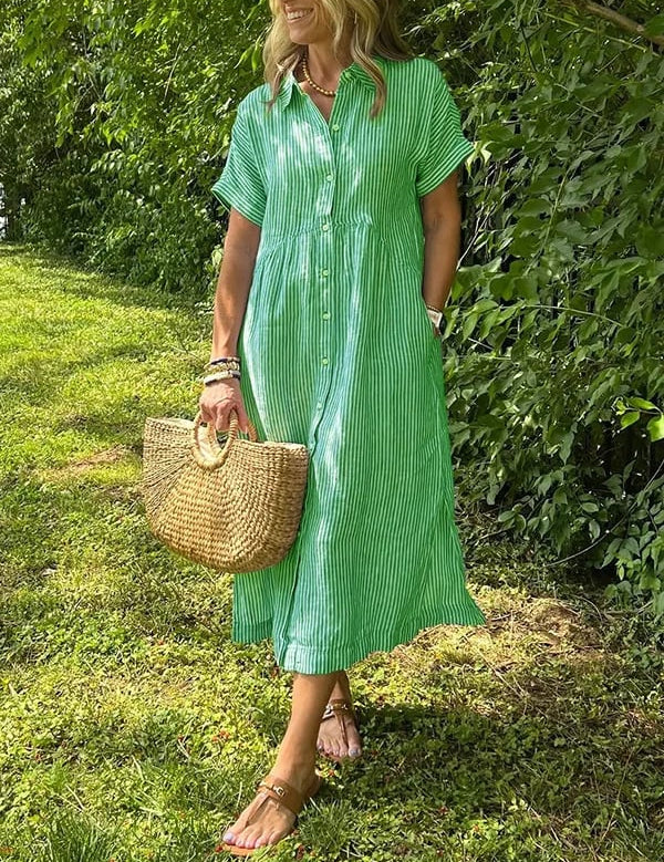 Stylowa Koszula Damska W Paski Z Długim Rękawem - Elegancki Krój Idealny Na Ciepłe Dni 4