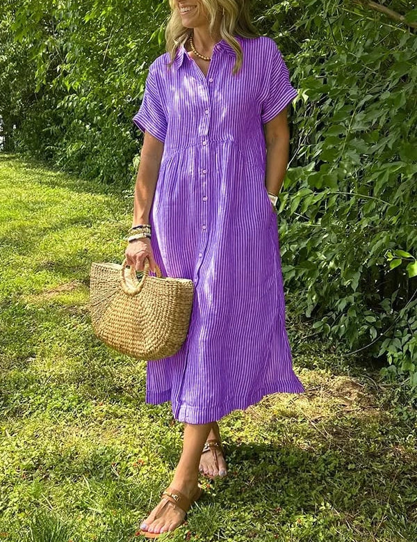 Stylowa Koszula Damska W Paski Z Długim Rękawem - Elegancki Krój Idealny Na Ciepłe Dni 6