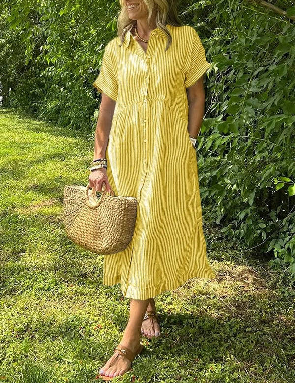 Stylowa Koszula Damska W Paski Z Długim Rękawem - Elegancki Krój Idealny Na Ciepłe Dni 7