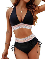 Stylowe Bikini Damskie Z Wysokim Stanem - Modny Strój Na Basen, Efekt Wyszczuplający, Komfortowy Design 0